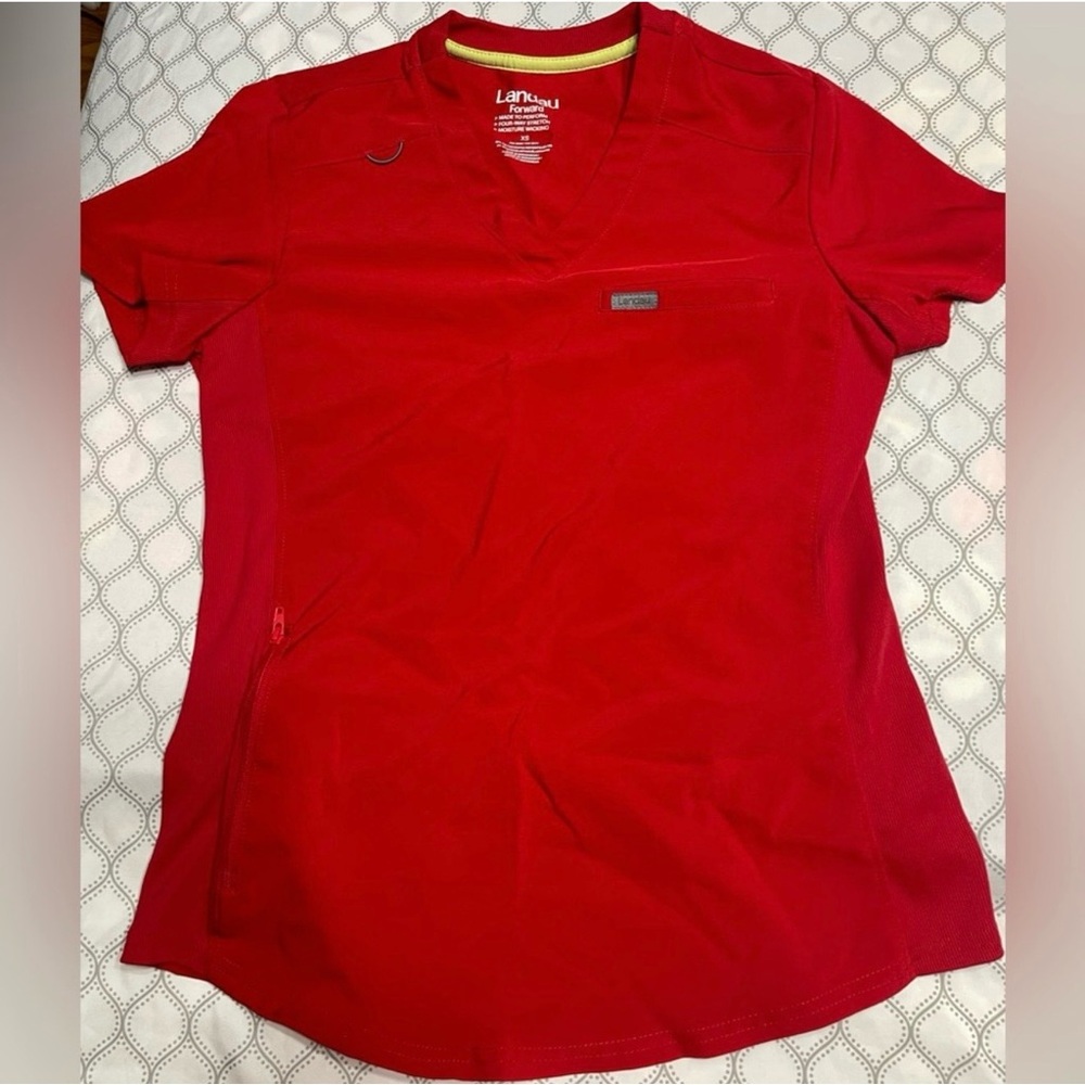 Landau Women's Bright Red Short Sleeve Top